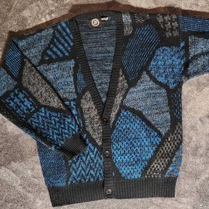 Vintage Permit Cardigan XL 90s Geometric Sweater